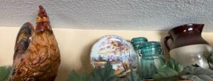 Ceramic-Rooster-Figurine-Decorative-Plate-and-Stoneware-Pitcher