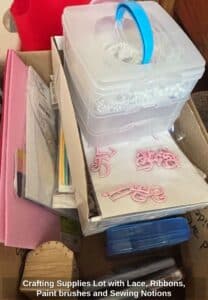 Crafting-Supplies-Lot-with-Lace-Ribbons-Paint-brushes-and-Sewing-Notions-sixth-image