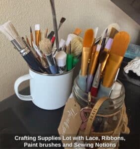 Crafting-Supplies-Lot-with-Lace-Ribbons-Paint-brushes-and-Sewing-Notions-third-image