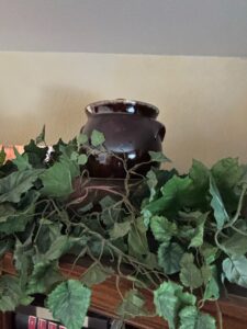 Decorative-Ceramic-Urn-and-Brown-Drip-Glaze-Bean-Pot-second-image