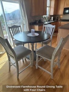 Distressed-Farmhouse-Round-Dining-Table-with-Four-Chairs