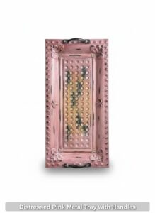 Distressed-Pink-Metal-Tray-with-Handles