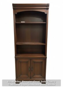 Ethan-Allen-Georgian-Court-Solid-Cherry-Traditional-Style-Bookcase-with-Cabinet-Base