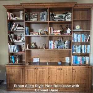 Ethan-Allen-Style-Pine-Bookcase-with-Cabinet-Base