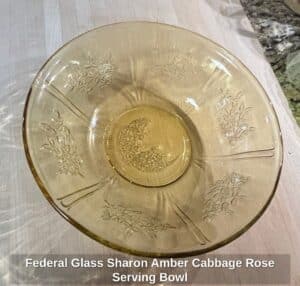 Federal-Glass-Sharon-Amber-Cabbage-Rose-Serving-Bowl-second-image