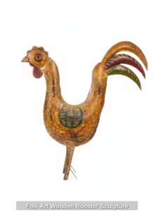 Folk-Art-Wooden-Rooster-Sculpture