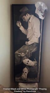 Framed-Black-and-White-Photograph-Praying-Cowboy-by-PennZona
