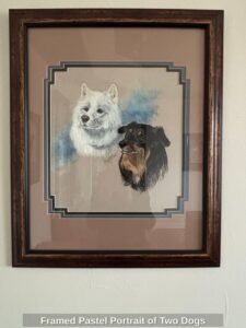 Framed-Pastel-Portrait-of-Two-Dogs