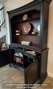 Hooker-Furniture-Black-Hutch-with-Glass-Doors-and-Drawers