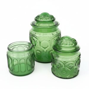L.E.-Smith-Green-Moon-and-Stars-Pattern-Glass-Canister-Set-second-image