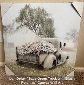 Lori-Deiter-Sage-Green-Truck-with-Blush-Petunias-Canvas-Wall-Art