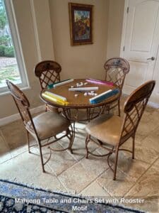 Mahjong-Table-and-Chairs-Set-with-Rooster-Motif
