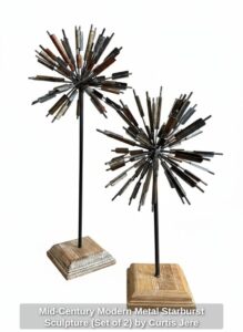 Mid-Century-Modern-Metal-Starburst-Sculpture-Set-of-by-Curtis-Jere