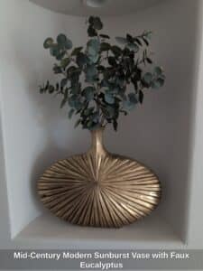 Mid-Century-Modern-Sunburst-Vase-with-Faux-Eucalyptus