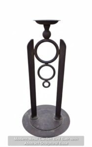Modern-Metal-Garden-Bird-Bath-with-Abstract-Sculptural-Base-second-image