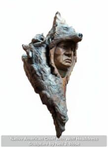 Native-American-Chief-with-Wolf-Headdress-Sculpture-by-Neil-J.-Rose