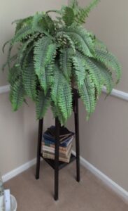 Nearly-Natural-Artificial-Boston-Fern-Plant-in-Wooden-Stand-with-Books