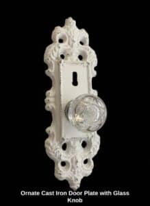 Ornate-Cast-Iron-Door-Plate-with-Glass-Knob