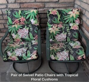 Pair-of-Swivel-Patio-Chairs-with-Tropical-Floral-Cushions