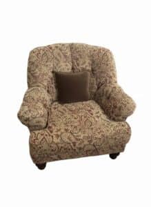 Paisley-Upholstered-Recliner-Armchair-with-Throw-Pillow