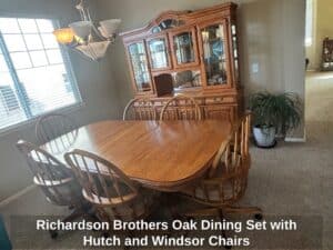 Richardson-Brothers-Oak-Dining-Set-with-Hutch-and-Windsor-Chairs