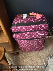 Rockland-Purple-and-White-Polka-Dot-Expandable-Suitcase
