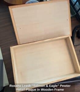 Roxana-Leask-Salmon-Eagle-Pewter-Relief-Plaque-in-Wooden-Frame