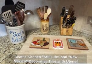 Scotts-Kitchen-Still-Life-and-New-Mexico-Decorative-Tiles-with-Utensil-Holders-and-Knife-Block