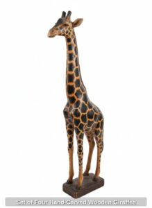 Set-of-Four-Hand-Carved-Wooden-Giraffes-second-image