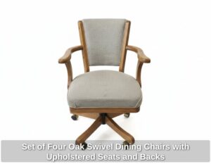 Set-of-Four-Oak-Swivel-Dining-Chairs-with-Upholstered-Seats-and-Backs-second-image