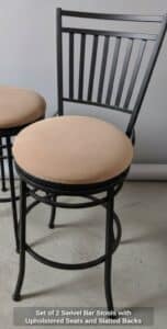 Set-of-Swivel-Bar-Stools-with-Upholstered-Seats-and-Slatted-Backs-second-image