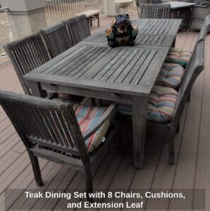 Teak-Dining-Set-with-Chairs-Cushions-and-Extension-Leaf