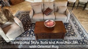 Transitional-Style-Sofa-and-Armchair-Set-with-Oriental-Rug