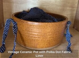 Vintage-Ceramic-Pot-with-Polka-Dot-Fabric-Liner