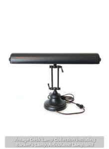 Vintage-Desk-Lamp-Collection-including-Bankers-Lamp-Articulated-Lamp-and-Gooseneck-Lamp