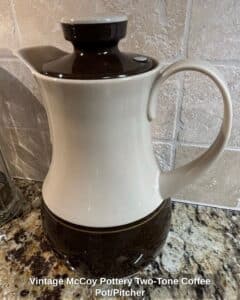 Vintage-McCoy-Pottery-Two-Tone-Coffee-Pot-or-Pitcher