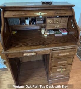 Vintage-Oak-Roll-Top-Desk-with-Key-second-image