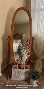Vintage-Oval-Cheval-Mirror-with-Turned-Wooden-Stand