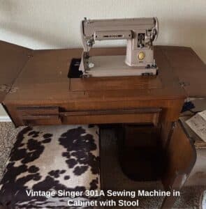 Vintage-Singer-A-Sewing-Machine-in-Cabinet-with-Stool-fifth-image