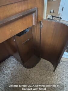 Vintage-Singer-A-Sewing-Machine-in-Cabinet-with-Stool-fourth-image