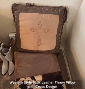 Western-Style-Faux-Leather-Throw-Pillow-with-Cross-Design