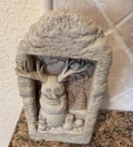 Whimsical-Stone-Garden-Statue-Owl-with-Snowmen