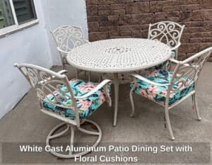 White-Cast-Aluminum-Patio-Dining-Set-with-Floral-Cushions