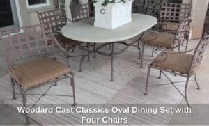 Woodard-Cast-Classics-Oval-Dining-Set-with-Four-Chairs