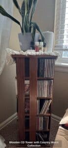 Wooden-CD-Tower-with-Country-Music-Collection