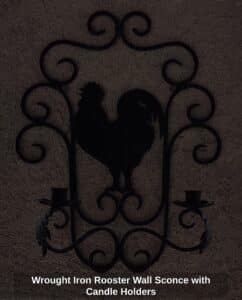 Wrought-Iron-Rooster-Wall-Sconce-with-Candle-Holders