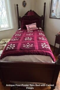Antique-Four-Poster-Twin-Bed-with-Carved-Finials-1