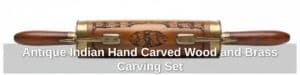 Antique-Indian-Hand-Carved-Wood-and-Brass-Carving-Set