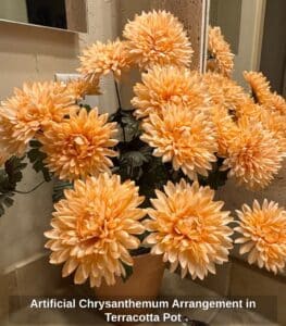 Artificial-Chrysanthemum-Arrangement-in-Terracotta-Pot