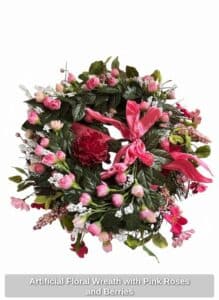 Artificial-Floral-Wreath-with-Pink-Roses-and-Berries-1